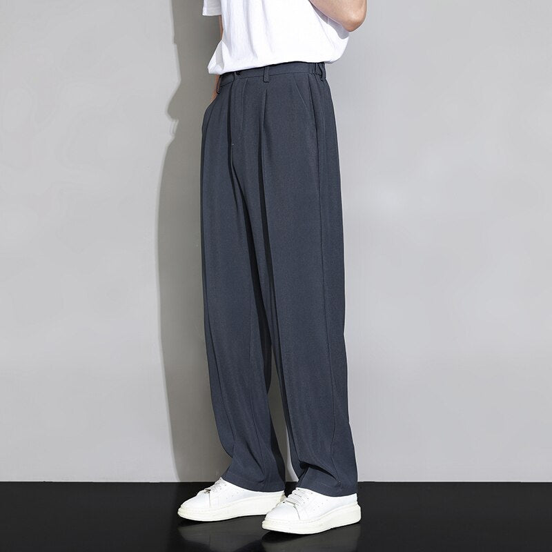 Casual Solid Wide Leg Trousers