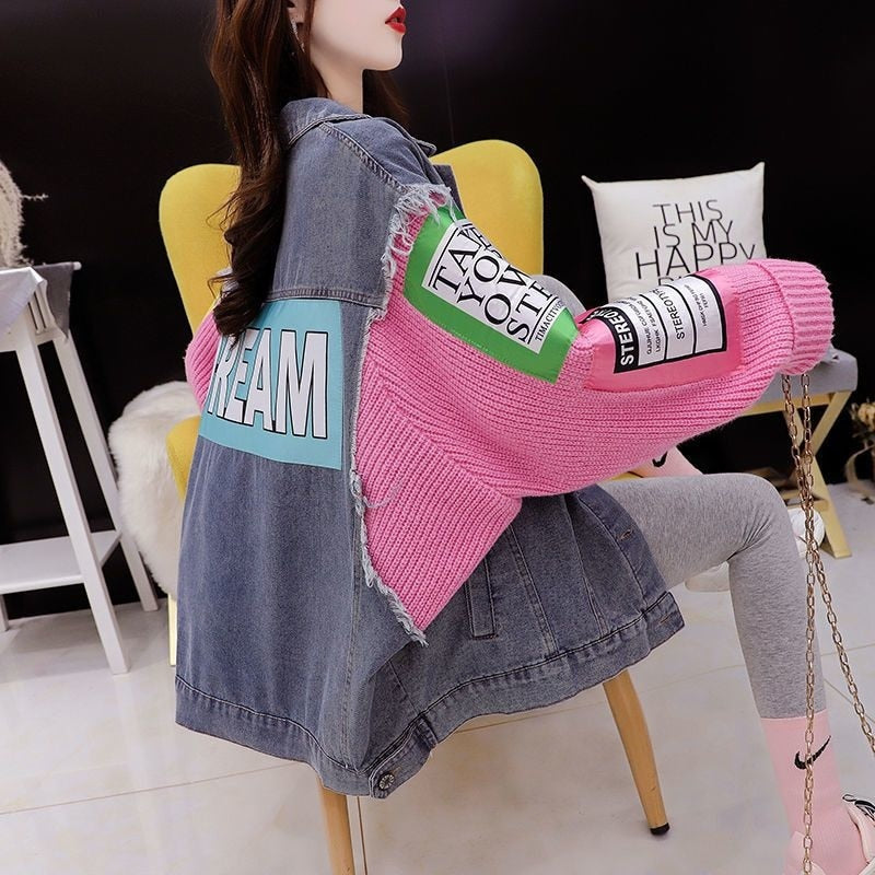 Patchwork Letters Denim Jacket