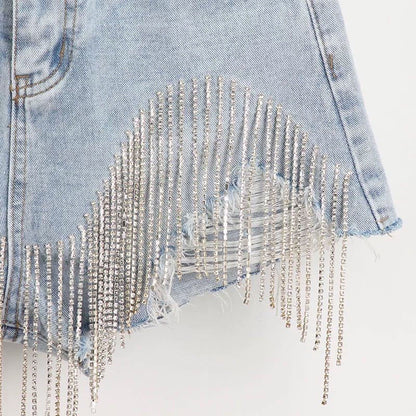 Ripped High Waist Denim Short