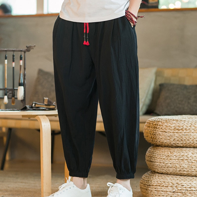 Cotton Linen Wild Leg Pants