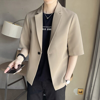 Men Leisure Slim Solid Color Suit