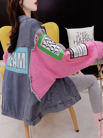 Patchwork Letters Denim Jacket