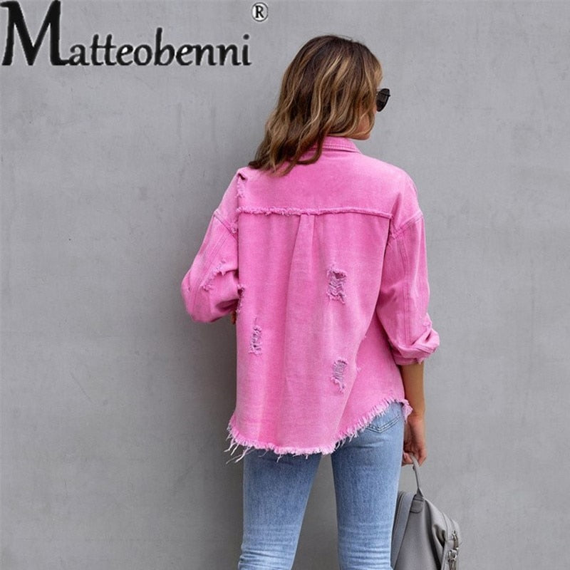 Sweet Color Splicing Pocket Denim Jacket