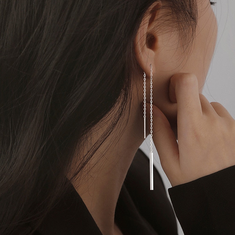 Geometric Ear Stick Long Ear Line Earrings