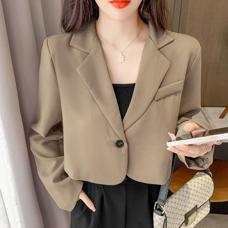 Solid Colour Cropped Blazer