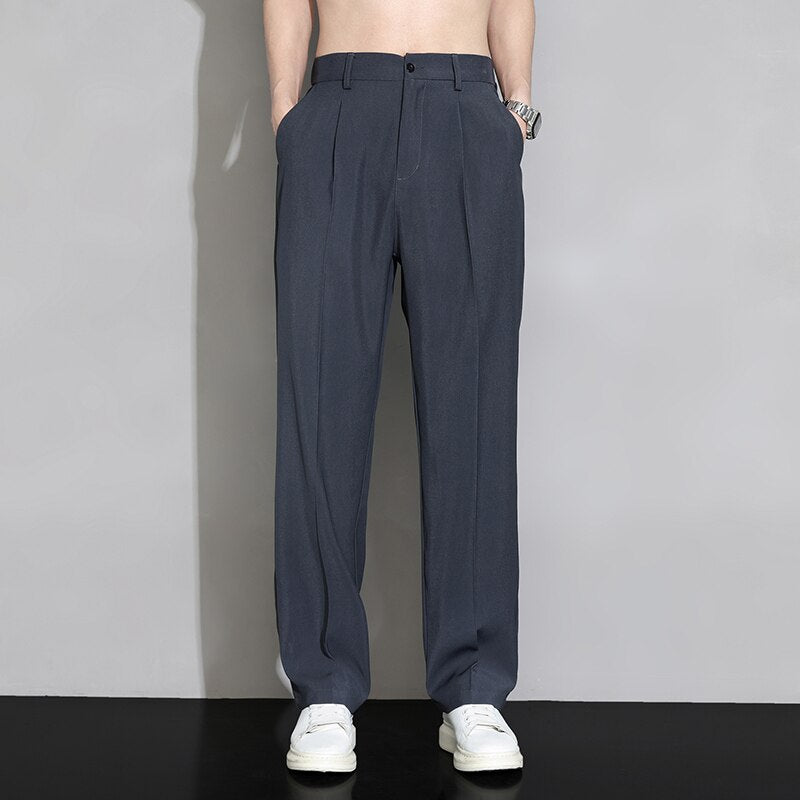 Casual Solid Wide Leg Trousers