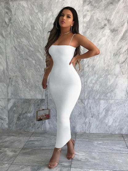 Strap Midi Dress Bodycon Sexy Streetwear