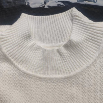 Men Short Sleeve Turtleneck Knitted Sweater