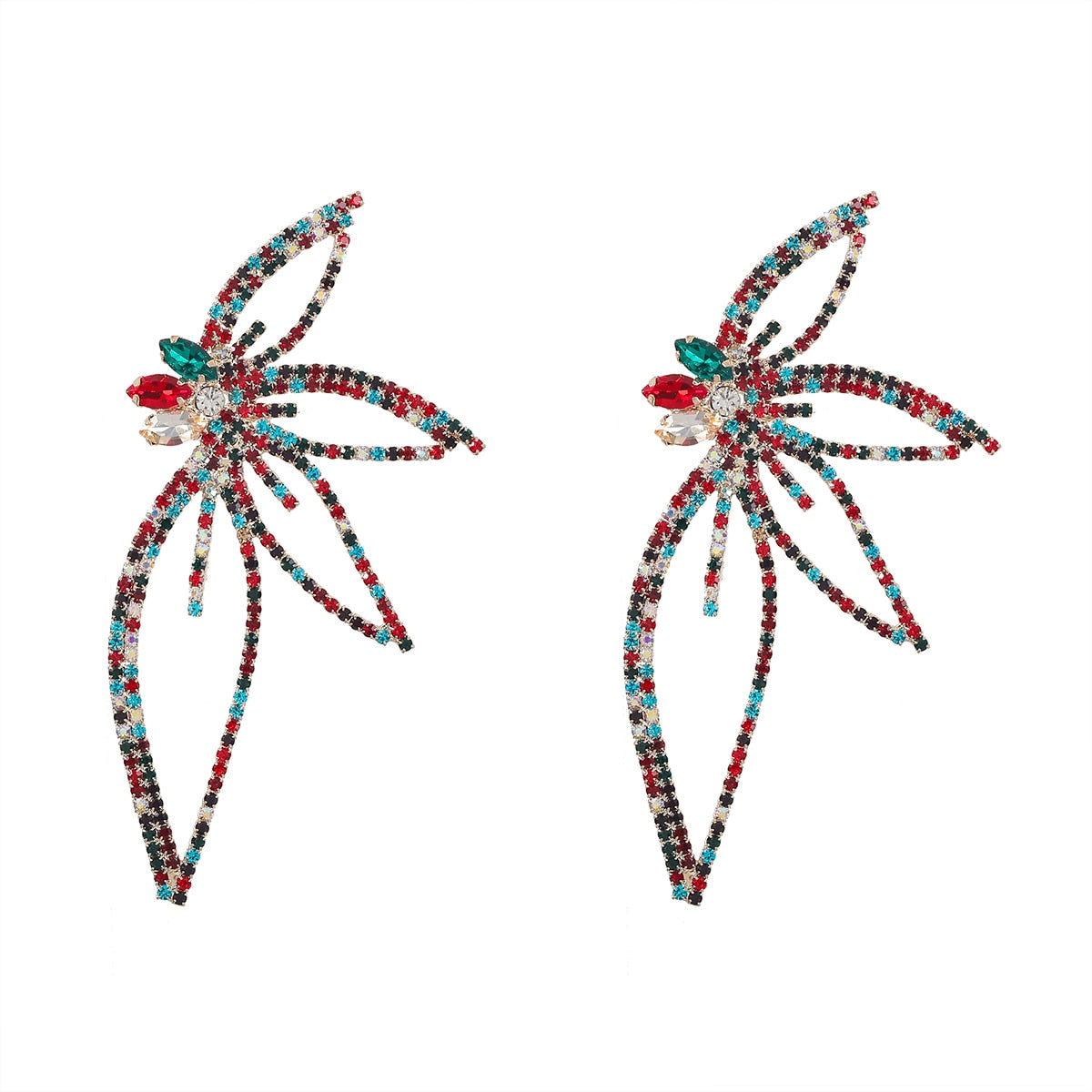 Sparkling Rhinestone Flower Drop Earring