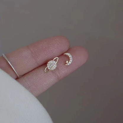 Star Moon Stud Earrings