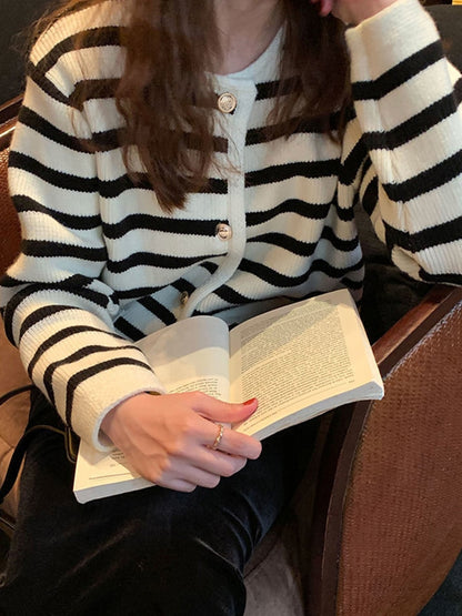 Long Sleeve Striped Knitted Sweater