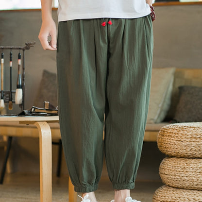 Cotton Linen Wild Leg Pants