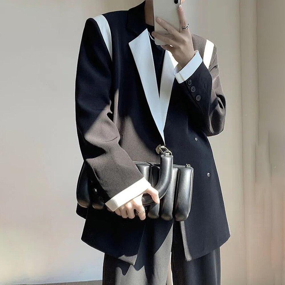 Patchwork Lapel Long Sleeve Suit