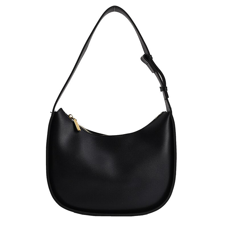 Wide Strap Semicircle Saddle Shoulder Crossbody Handbag