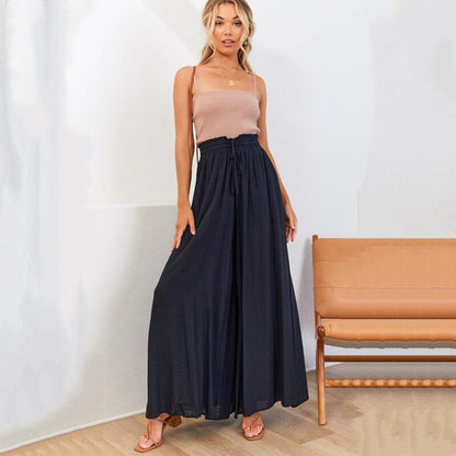 Loose Lace-Up Wide Leg Pants