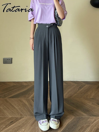 High Waist Straight Stacked Pants