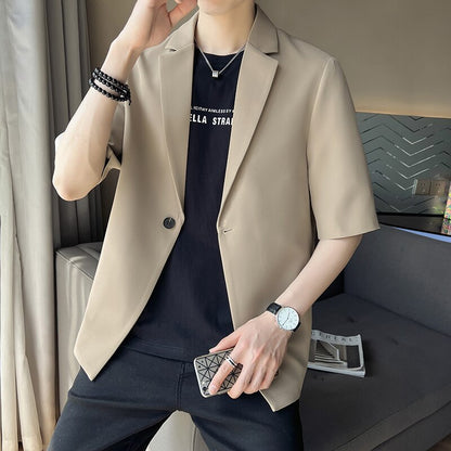 Men Leisure Slim Solid Color Suit