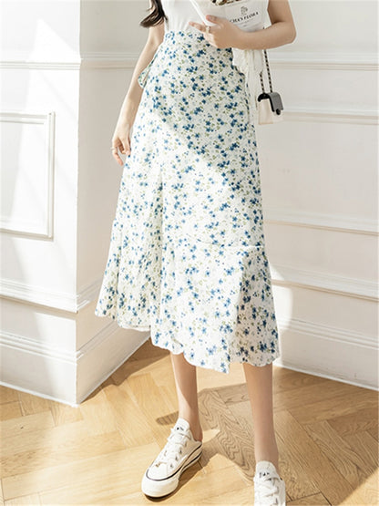 Flower Printing A-line Skirt