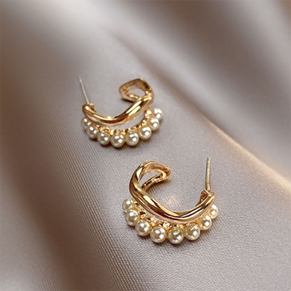 Pearl Big Hoop Earrings