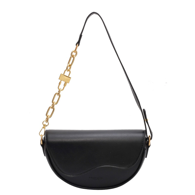 Small Saddle PU Leather Handbag