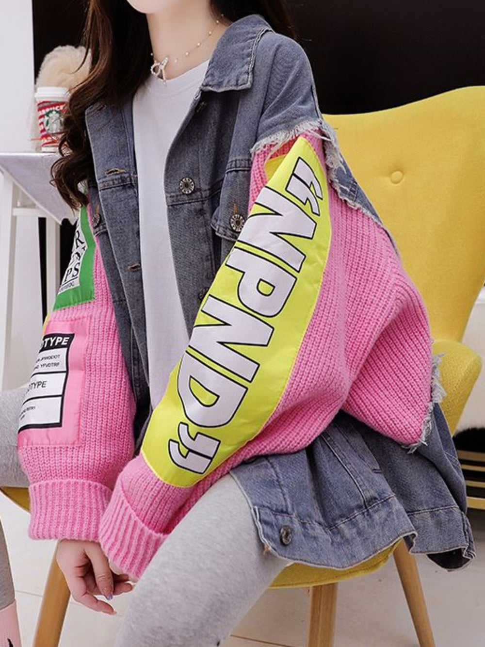 Patchwork Letters Denim Jacket