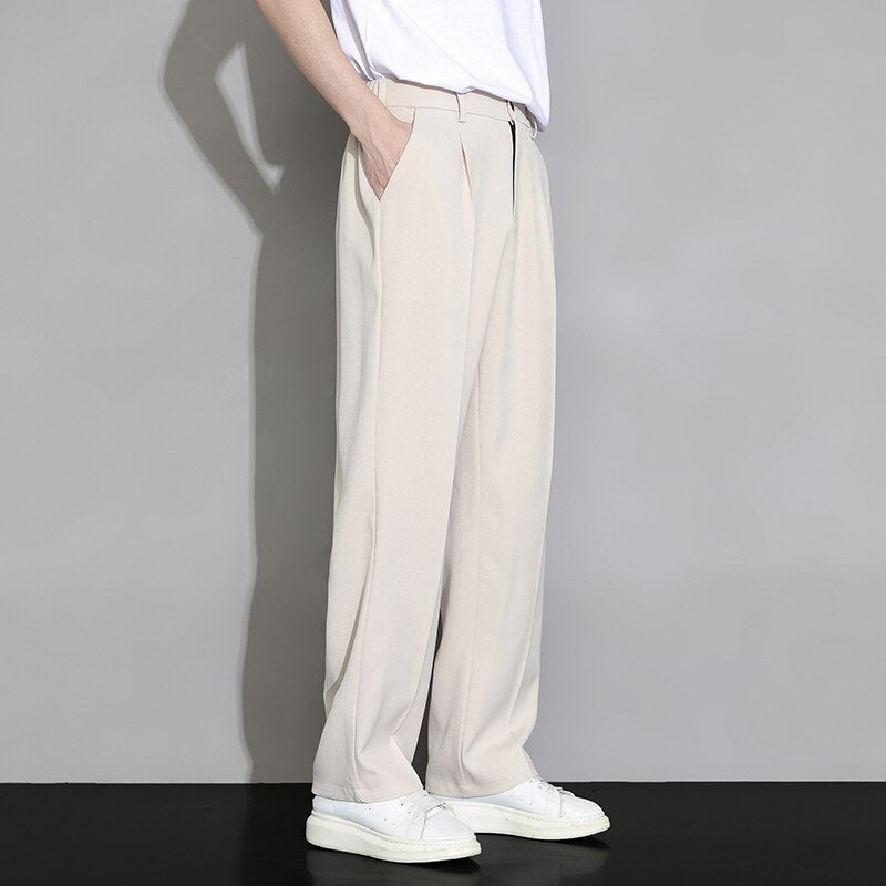 Casual Solid Wide Leg Trousers