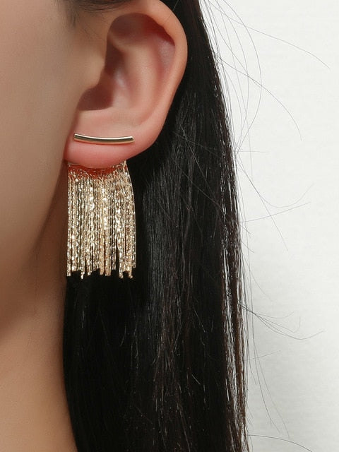 Long Metal Chain Bling Earrings