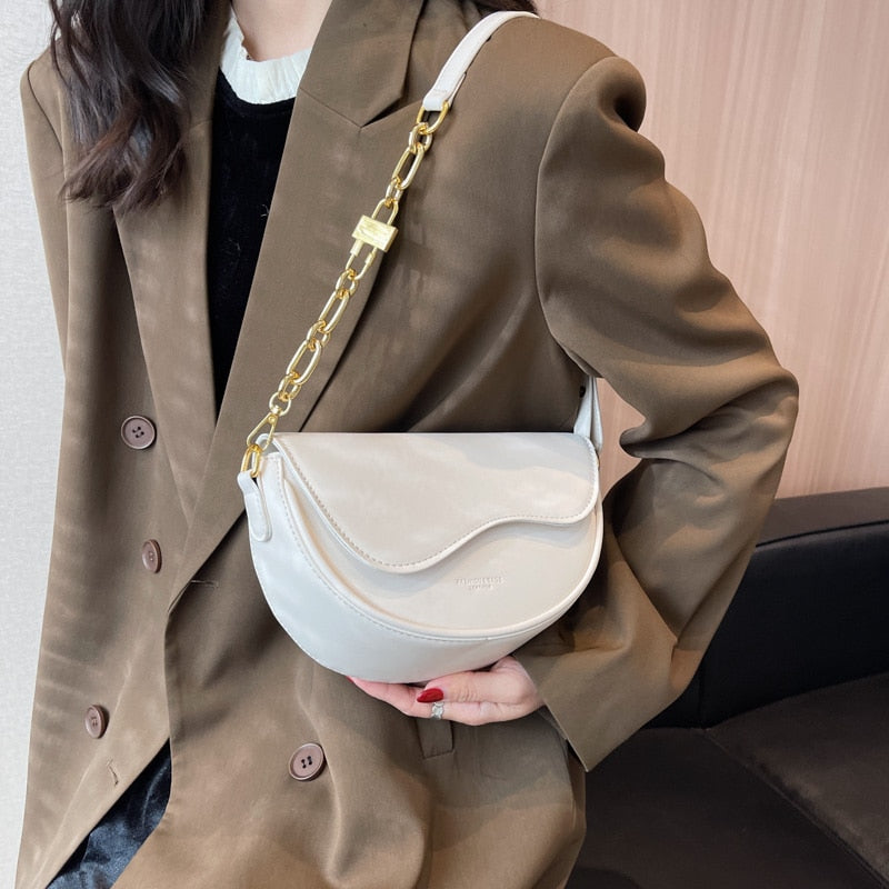 Small Saddle PU Leather Handbag