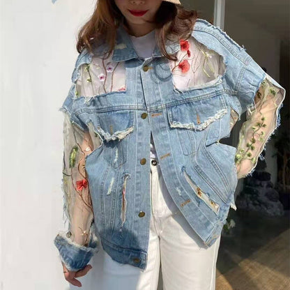 Lace Patchwork Denim Jacket