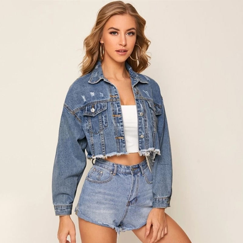 Short Single Breasted Denim Jacket