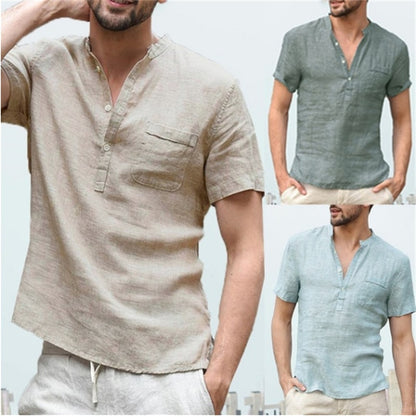 Men V-neck single breasted T-shirt