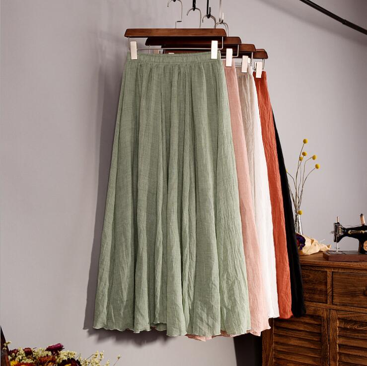 Cotton Linen Maxi Skirt