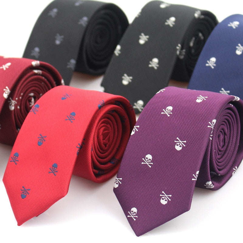 Men Casual Slim Skull Tie