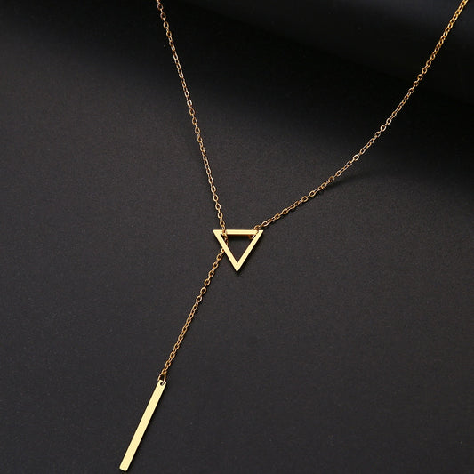 Openwork Triangle Double Pendant Long Chain