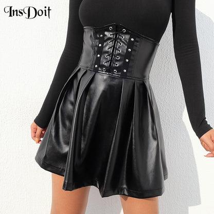 Gothic Black Faux Leather Skirt