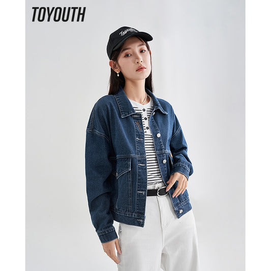 Long Sleeve Polo Neck Denim Jacket