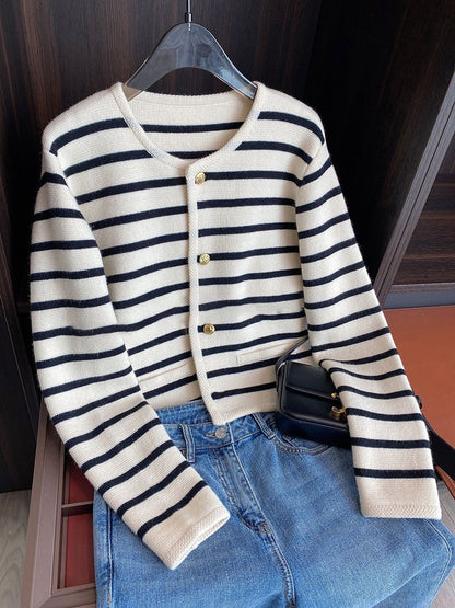 Long Sleeve Striped Knitted Sweater