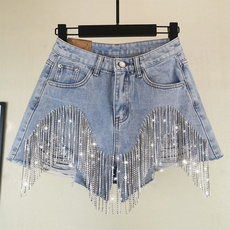 Ripped High Waist Denim Short