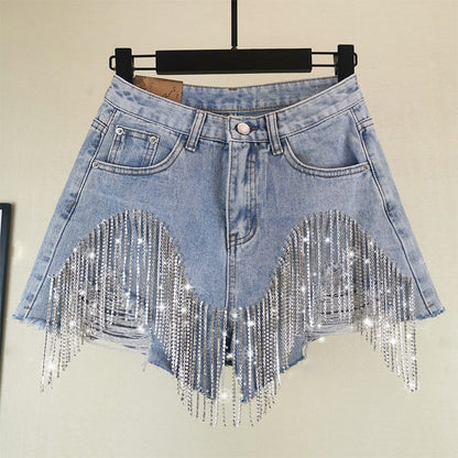 Ripped High Waist Denim Short