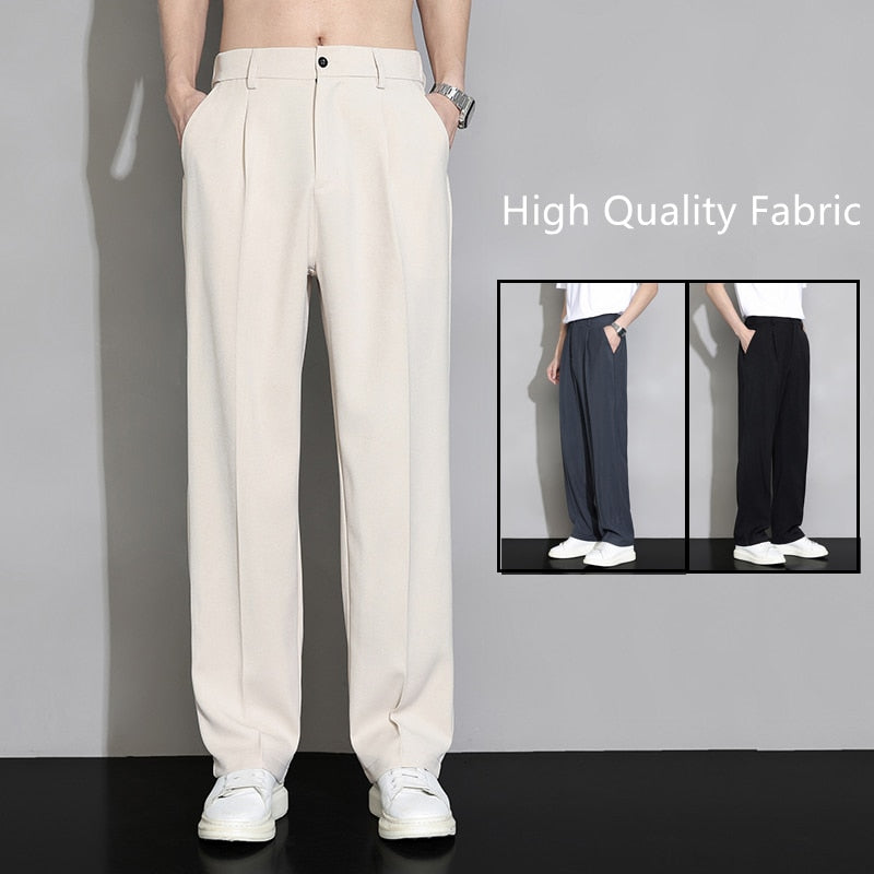 Casual Solid Wide Leg Trousers