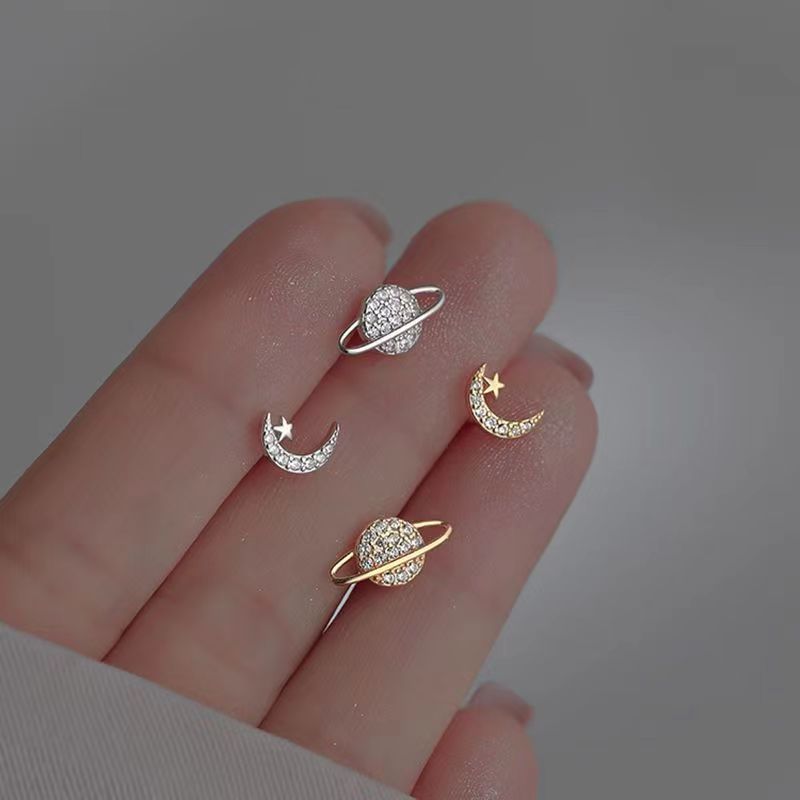 Star Moon Stud Earrings